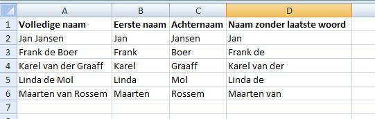 Namen splitsen in Excel