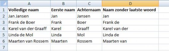 Namen splitsen in Excel